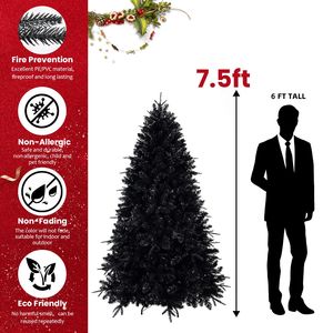 Albero di Natale Artificiale Pre-Illuminato 228 cm, 2156 Rami Premium in PE/PVC, 500 Luci Calde, Abete Nero Articolato - Product Image 4