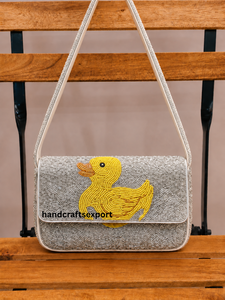 Wholesale Handmade Beaded Duck Shoulder <b>Bag</b>, Sparkling <b>Silver</b> Beadwork, Durable, Customizable, Elegant Crossbody Purse - Product Image 4