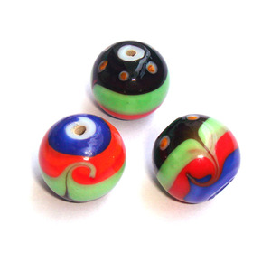 ลูกปัดแก้วแฮนด์เมดรูปทรงกลมหลากสีลายตาหมุน สำหรับทำเครื่องประดับ - Product Image 4