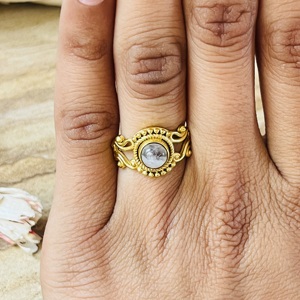 High Demand Vintage Quartz <b>Ring</b> Filigree Bedded Texture Brass <b>Ring</b> <b>Statement</b> 18k Gold Plated <b>Ring</b> Handmade Womens Wholesale <b>Ring</b> - Product Image 4