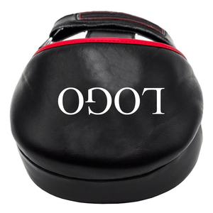 Black Leather Boxing Headgear With Red Stitching For Adults Martial Arts Training Gear Lace-Up Closure - Product Image 3