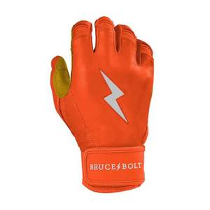 Bruce <b>Bolt</b> Orange Leather Batting Gloves Padded <b>Hook</b> And Loop Closure Unisex Adult Training Glove - Product Image 5