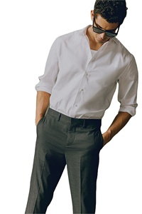 Tela tejida de algodón y poliéster ajustada de calidad superior Easy Iron OEM & ODM Turn Down Collar camisa sólida de manga completa para hombres - Product Image 3