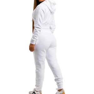 Conjunto de Dos Piezas OEM para Mujer, Sudadera Corta de Felpa de Algodón Transpirable y Ecológica, Pantalones Deportivos de Color Sólido, el Mejor Conjunto - Product Image 2