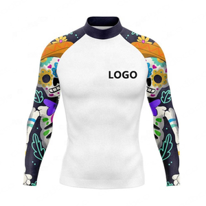 New Stitched Unisex Rash Guards Custom Made Anti-Wrinkle Breathable Comfortable High Quality Polyester/Nylon UPF50+ Wholesale - Product Image 2