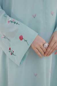 Muslim Dubai Islamic Clothing Abaya Designs Floral Embroidery Hijab Abaya <b>Set</b> <b>Modest</b> Open Abaya Women Muslim Dress - Product Image 3
