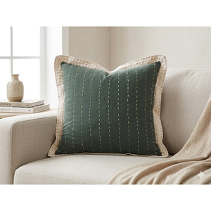 Luxury 100% Cotton Embroidered <b>Cushion</b> <b>Cover</b> | Decorative Throw Pillow <b>Cover</b> with Contrast Blanket Stitch - Product Image 4