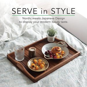 Customizable Wide Wooden Serving <b>Tray</b> With Raised Edges For Safe Carrying Of Food And Beverage Items - Product Image 2