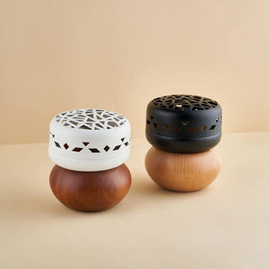 <b>Wooden</b> Bakhoor Incense <b>Burner</b> with Metal Lid Heat Resistant Oud <b>Burner</b> <b>for</b> Home Hotel Majlis Decor Use - Product Image 2