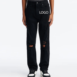 High Quality Design Boys Solid Color Ripped Design Pants With <b>Denim</b> <b>Material</b> OEM Service Design For Bulk Buyers With Custom Logo - Product Image 1