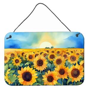 Kansas tournesols aquarelle tenture murale nouveau multicolore en aluminium métal signe pour cuisine Bar salle de bain décor à la maison 8HX12W - Product Image 1