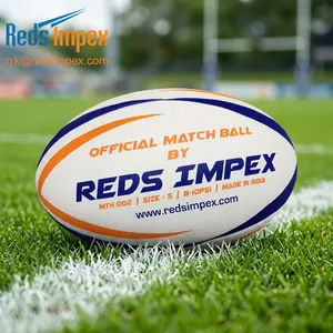 Ball de rugby en caoutchouc synthétique de qualité supérieure, logo personnalisé, ball de performance de qualité compétition durable pour jeunes et adultes de 14 ans et plus - Product Image 5