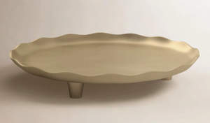 Plateau de service rond vintage de luxe moderne, style premium, avec pieds en métal et finition dorée, pour la décoration de la maison et de la table - Product Image 1