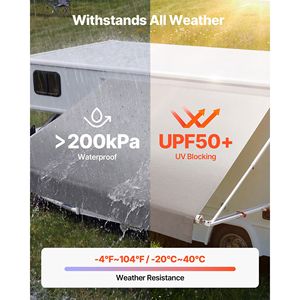 Kit complet d'auvent manuel pour camping-car 10,12 pieds, cadre rétractable en aluminium, tissu PVC imperméable, protection solaire pour camping en extérieur - Product Image 6