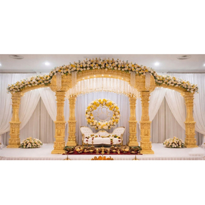Decoración de Mandap para Bodas del Sur de la India, Calidad de Exportación, Mandap Tallado en Madera para Bodas del Sur de la India, Conjunto de Escenario para Ceremonia de Recepción - Product Image 1