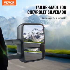 Coppia Set segnale di alimentazione riscaldata luce di guida manuale telescopica pieghevole riscaldamento sbrinamento specchietti neri traino per Chevrolet - Product Image 2