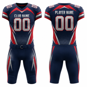Conjunto de Uniforme de Fútbol Americano para Hombre, Cuello en V, Manga Corta, Absorbe la Humedad, Uniforme Regular, Minnesota, Azul Marino, Rojo, Plateado, Sublimado - Product Image 1