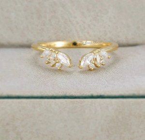 Open Vintage Marquise Moissanite Wedding Band Marquise-Cut Moissanite Open Wedding Band Minimalist Marquise-Cut Wedding Band - Product Image 3