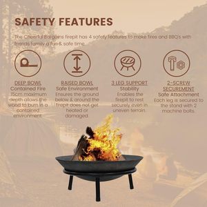Grille de chauffage extérieure portable en fer forgé, grande taille, pour intérieur/extérieur, à bois, avec grille de cuisson – Meilleure vente - Product Image 4