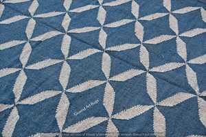 Tapis rectangulaire à motif géométrique Krafterscustom en laine et acrylique, kilim écologique, tufté à la main, tissage plat, poils moyens, latex - Product Image 2