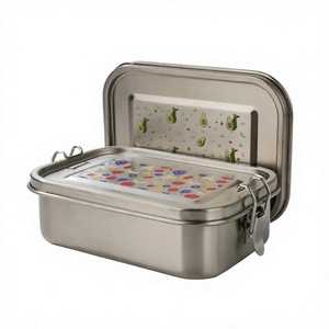 Cute Pattern Printed Stainless Steel <b>Lunch</b> <b>Box</b> Rectangle Metal Bento <b>Box</b> Airtight Food Storage Container Kids School Tiffin - Product Image 1