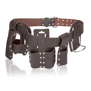 Ceinture de chantier en cuir véritable haut de gamme OEM personnalisée, porte-clés robuste, pochette à outils multi-poches, pour charpentiers, échelleurs, vente en gros - Product Image 5