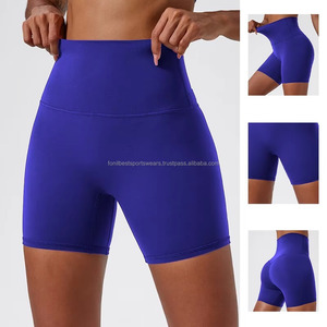 Shorts de yoga sans couture à taille haute FONILBEST pour femmes, taille élastique, matière Spandex/Nylon, longueur courte, vêtements de fitness - Product Image 2