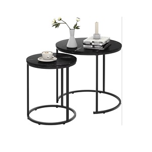 <b>Coffee</b> <b>Table</b> <b>Nesting</b> <b>Tables</b> <b>Set</b> of 2 Modern Living Room Side End <b>Tables</b> Wooden Metal Frame Home Decor - Product Image 1