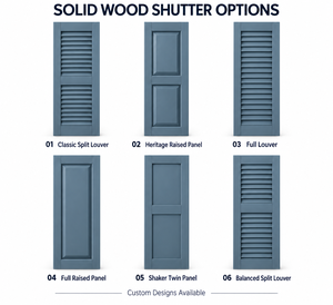 Persianas Horizontales de Madera Maciza Azul Grisáceo para Ventanas Exteriores, Paneles Pintados a Medida, Decoración Rústica para Casas de Campo - Product Image 3