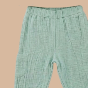 Pantalones de Muselina Orgánica Cot & Candy en Color Verde Azulado para Bebés - Product Image 3