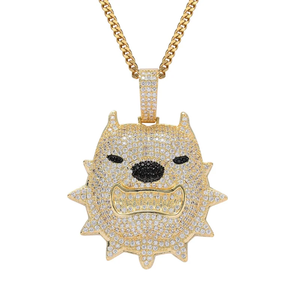 Rhinestone Men Necklace Ice Out Dog Pendant Hip Hop Charm Chain Bling Cuban Link <b>Choker</b> Jewelry Gold <b>Silver</b> Crystal Pitbull - Product Image 3