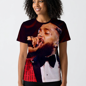 T-shirt à manches courtes pour homme avec impression photo de Nipsey Hussle, col rond, style décontracté, coupe régulière, tissu tricoté 100% polyester - Product Image 5