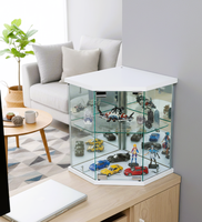 Vitrine d'angle moderne blanche TMG-G309-MR en verre trempé avec étagères réglables pour salon, hôtel, atelier