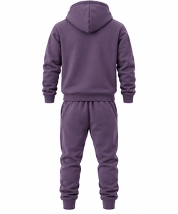 Ensemble jogging et sweat à capuche en molleton 100 % coton tricoté uni pour homme – Idéal pour l'hiver et les tenues décontractées - Product Image 4