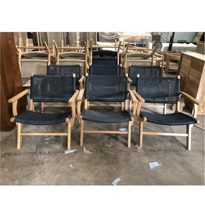 Modern Solid Teak Wood Lounge Chair with Handwoven Rope Seat <b>Backrest</b> Waterproof & Eco-Friendly for Living Room Hotel Furniture - Product Image 6