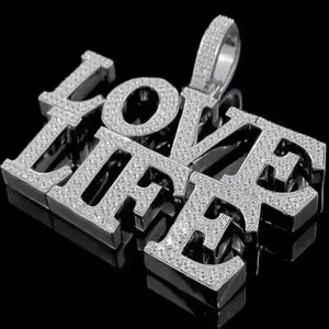 Colgante con Nombre Personalizado, Plata de Ley 925, Diamante Moissanita VVS, Estilo Rapero, Joyería Hip Hop Brillante, Regalo para Hombre - Product Image 3