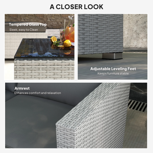 Conjunto de Sofás de Mimbre Sintético para Patio, 6 Plazas, Muebles de Jardín para Exteriores con Cojines y Mesa de Centro - Product Image 4