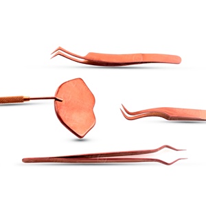 Pinzas para Pestañas de Acero Inoxidable y Espejo para Pestañas, Juego de Herramientas Ergonómicas de Alta Precisión para Extensión de Pestañas para Profesionales - Product Image 1