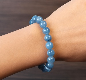 Aquamarine Beads <b>Bracelet</b> 8mm High Quality Natural Blue Gemstone <b>Beaded</b> Stretch Wholesale Bulk Jewelry Supplier - Product Image 1