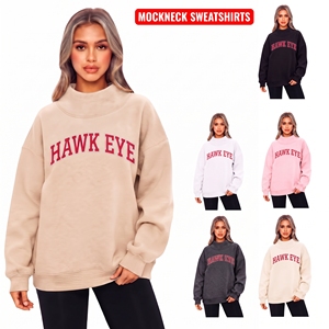 Custom Mockneck Cotton HeavyWeight <b>Jumper</b> Embroidered Print Soft Fleece Turtlenecks Oversized Mock Neck Sweatshirt for Women - Product Image 1