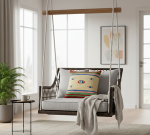 Housse de coussin carrée en coton tissé à la main, motif floral, fermeture éclair, design moderne, lavable, anti-plis, pour usage domestique et hospitalier - Product Image 2