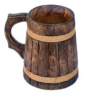 Wooden Mug Laser Engraved With Symbol Design Vintage Style Classic Drinkware <b>For</b> Home Use - Product Image 5