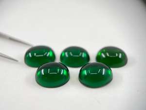 Lot de pierres précieuses synthétiques en émeraude cabochon, forme ovale, en verre, pour la fabrication de bijoux, 6x4mm, 8x6mm, 10x8mm, 12x10mm, 14x12mm - Product Image 4