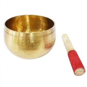 Bol chantant en laiton avec marteau en bois pour la méditation, la relaxation et la guérison sonore (yoga) - Product Image 2