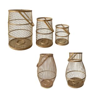 Vietrustic Trend-driven Design Natural Floor <b>Lantern</b> Candles and Glass Holders <b>Bamboo</b> Rattan <b>Lantern</b> Braided Hanging <b>Lanterns</b> - Product Image 1