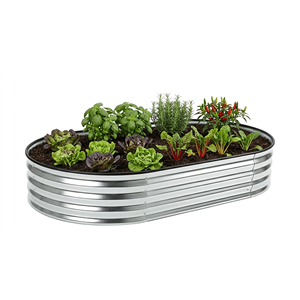 Wholesale Galvanized Steel Garden Beds for Vegetables Oval Corrugated <b>Raised</b> Garden Bed Outdoor Planter <b>Box</b> Supplier GB016 - Product Image 1