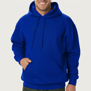 Men's Royal Blue Hooded Sweatshirt Regular Fit Cotton Fleece Casual Pullover with Front Pocket Autumn Wear - Product Image 1
