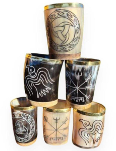 Vaso de chupito de cuerno vikingo tallado Brandy Valley, vasos de agua y vino de cristal de ágata, hechos a mano - Product Image 4