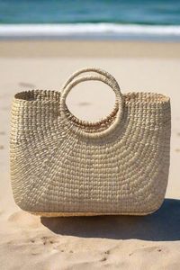 Sac à bandoulière léger et écologique en jacinthe d'eau ronde, double poignée, fait main, idéal pour les vacances et les voyages, fabriqué au Vietnam - Vente chaude - Product Image 5