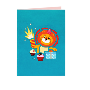 Birthday Party Lion 3D Pop Up Card Animal Theme Handmade Greeting Cards With <b>Envelope</b> 3D Greeting Cards For Special Occasions - Product Image 2